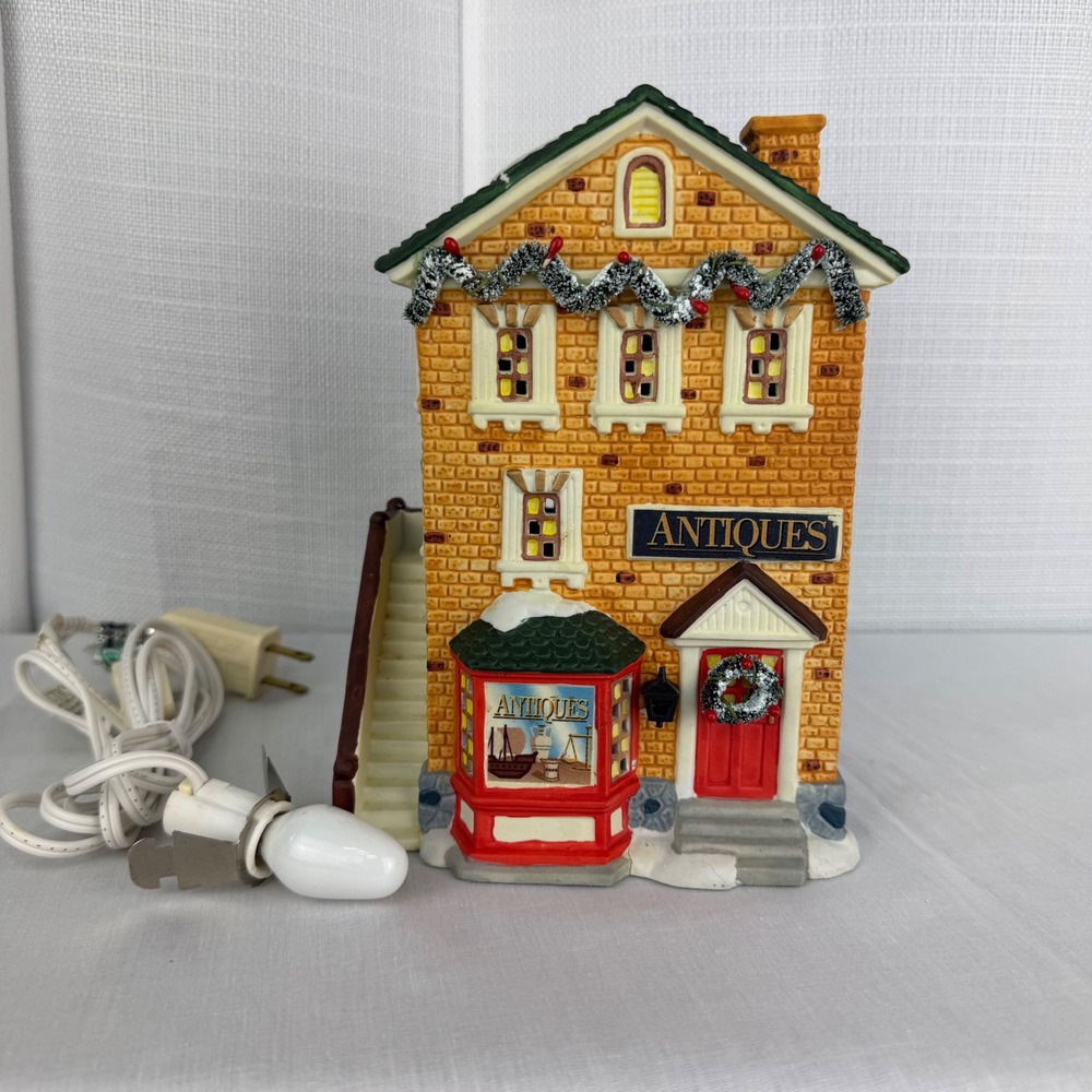 VTG Holiday Living Porcelain Lighted House Christmas Village Antique Store